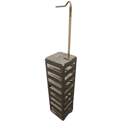 9-Tier Stainless Steel Hanging Lab Chest Freezer Rack for 2" Square Cryoboxes