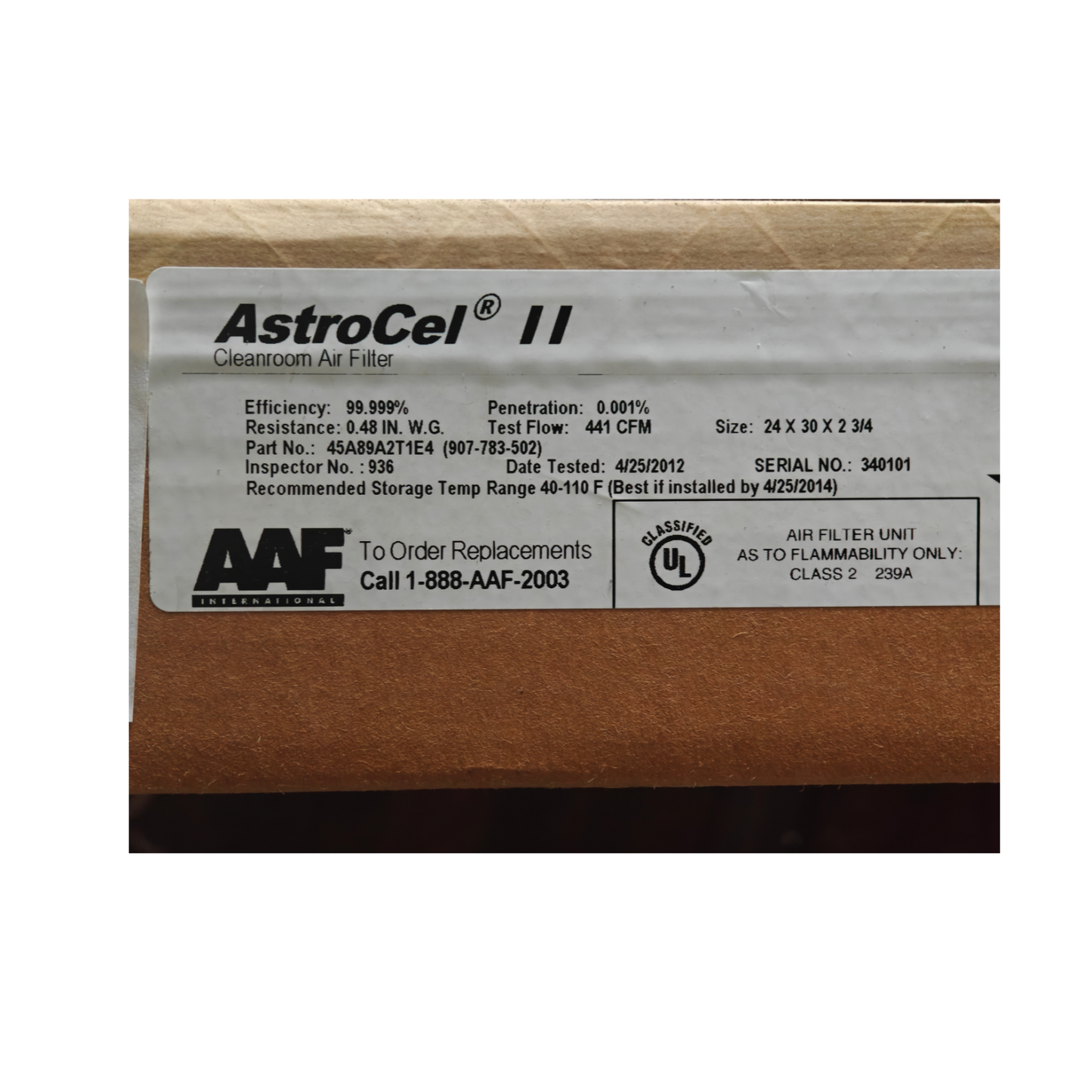 AAF AstroCel II 907783502 Cleanroom HEPA Air Filter 24" x 30" x 2.75" | NEW