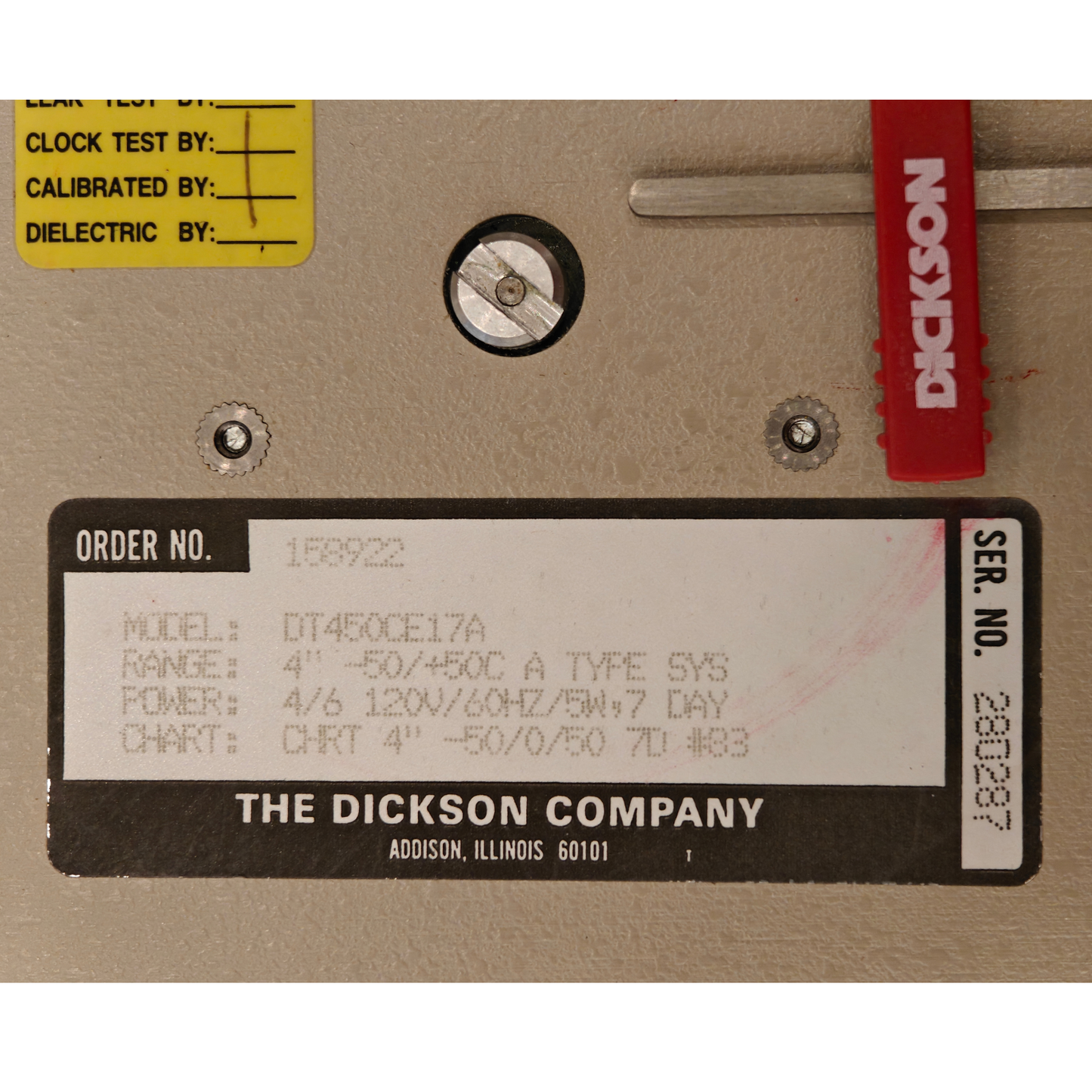Dickson DT450CE17A 4" Distant Temp Chart Recorder -50 to 50C 120V with Probe