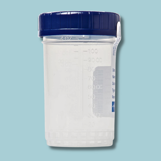 4oz Sterile Urine Sample Cup, Click-N-Close Lid, Specimen Container w/ ID Label