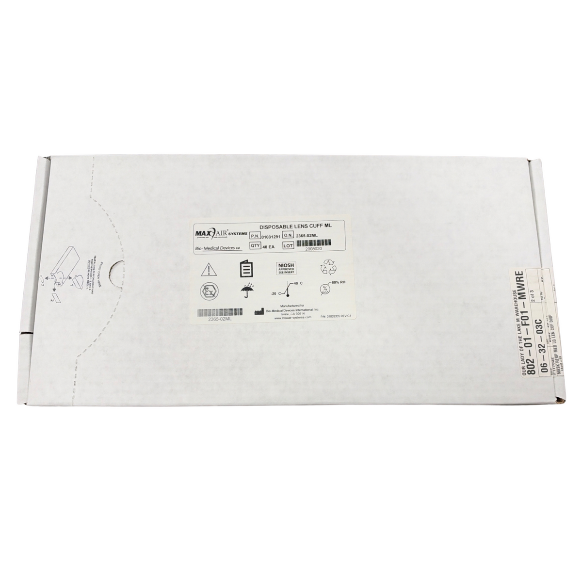 MaxAir Systems 2365-02ML Disposable Lens Cuff ML Face Shields NEW Box of 40