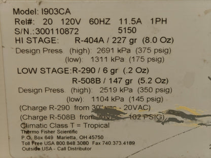 Fisher Scientific Isotemp I903CA ULT Lab Chest Freezer -86°C with Chart Recorder