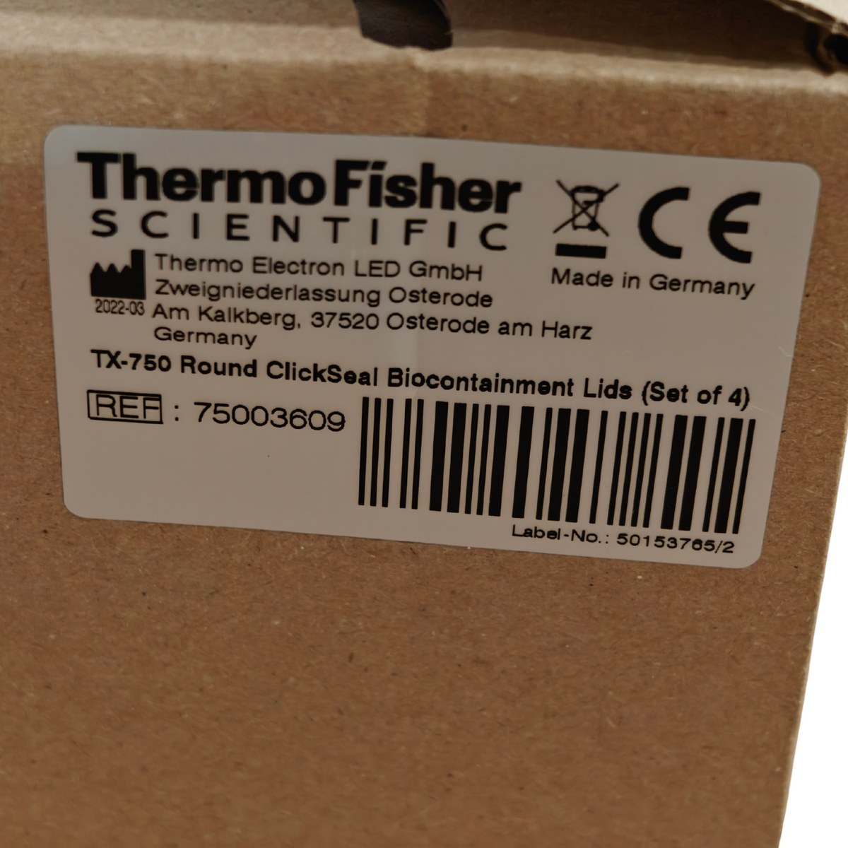 Thermo Fisher TX-750 Round ClickSeal Biocontainment Lids Set of 4 | NEW