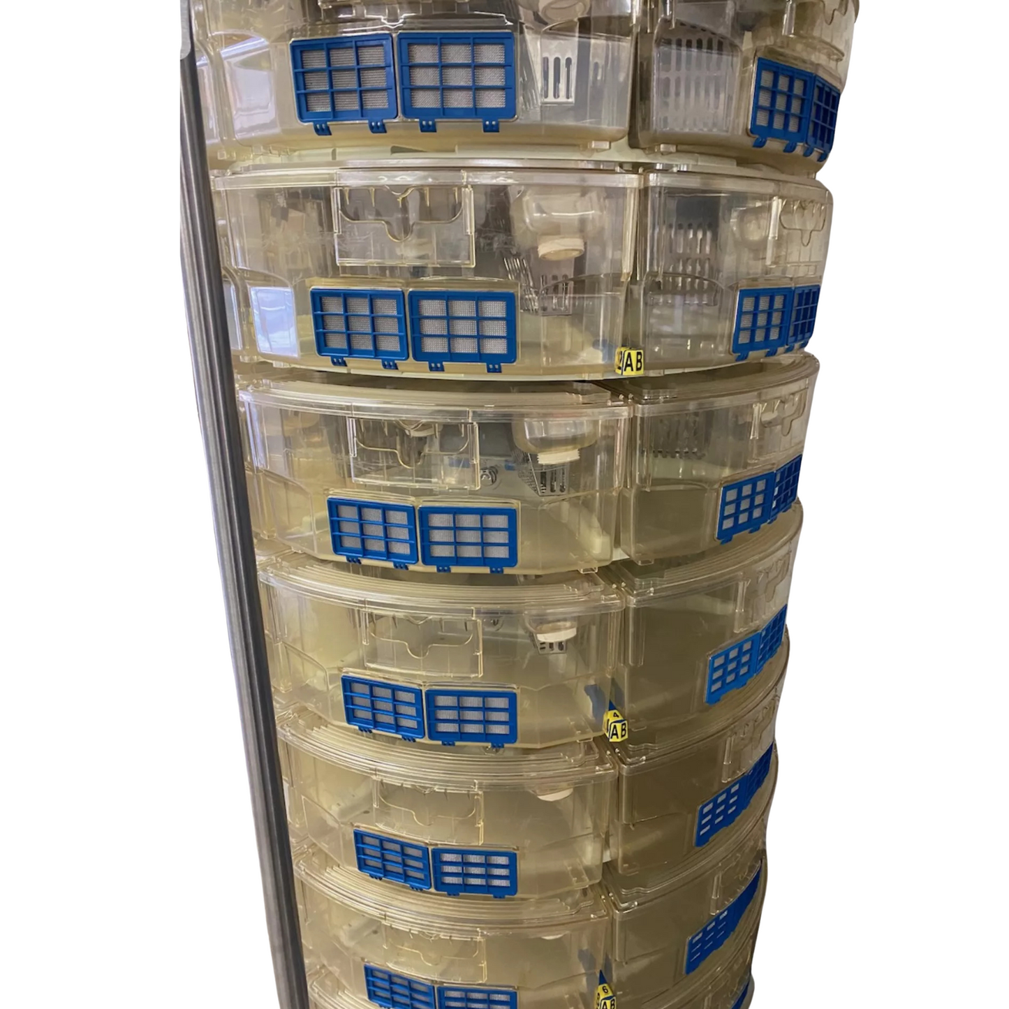 Rotating 42-Cage Rat Rack System w/ Bottles, Feeders & Exhaust - IVC / Lab Grade