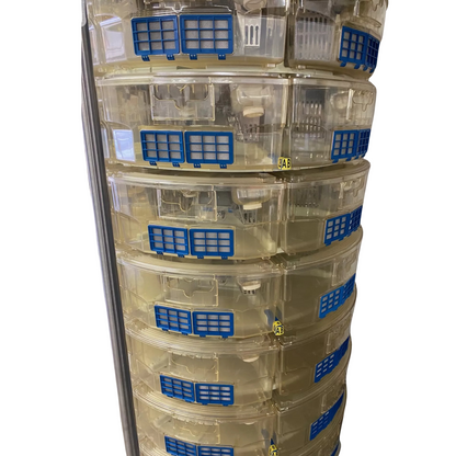 Rotating 42-Cage Rat Rack System w/ Bottles, Feeders & Exhaust - IVC / Lab Grade