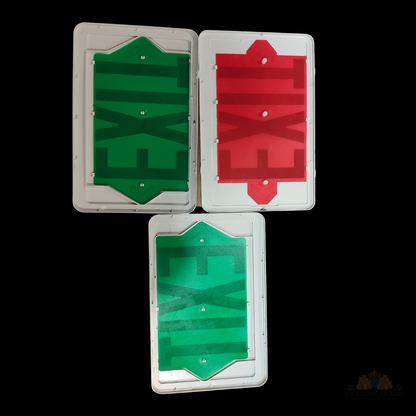 Lithonia Exit Sign Covers 12x8" - 2 Red, 1 Green, Replacement Faces Set of 3