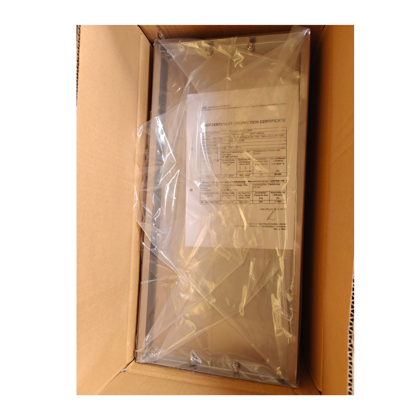 Bausch + Ströbel ATMV-10-P-BS | HEPA Filter H13 | 610x610x290 mm | NEW
