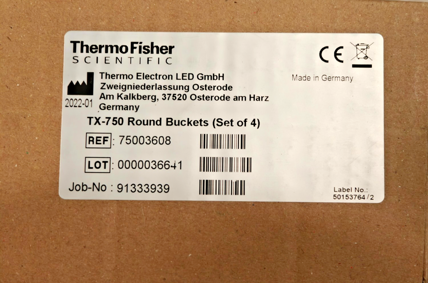 Thermo Scientific 75003608 Round Centrifuge Buckets for TX-750 Rotor  – Set of 4