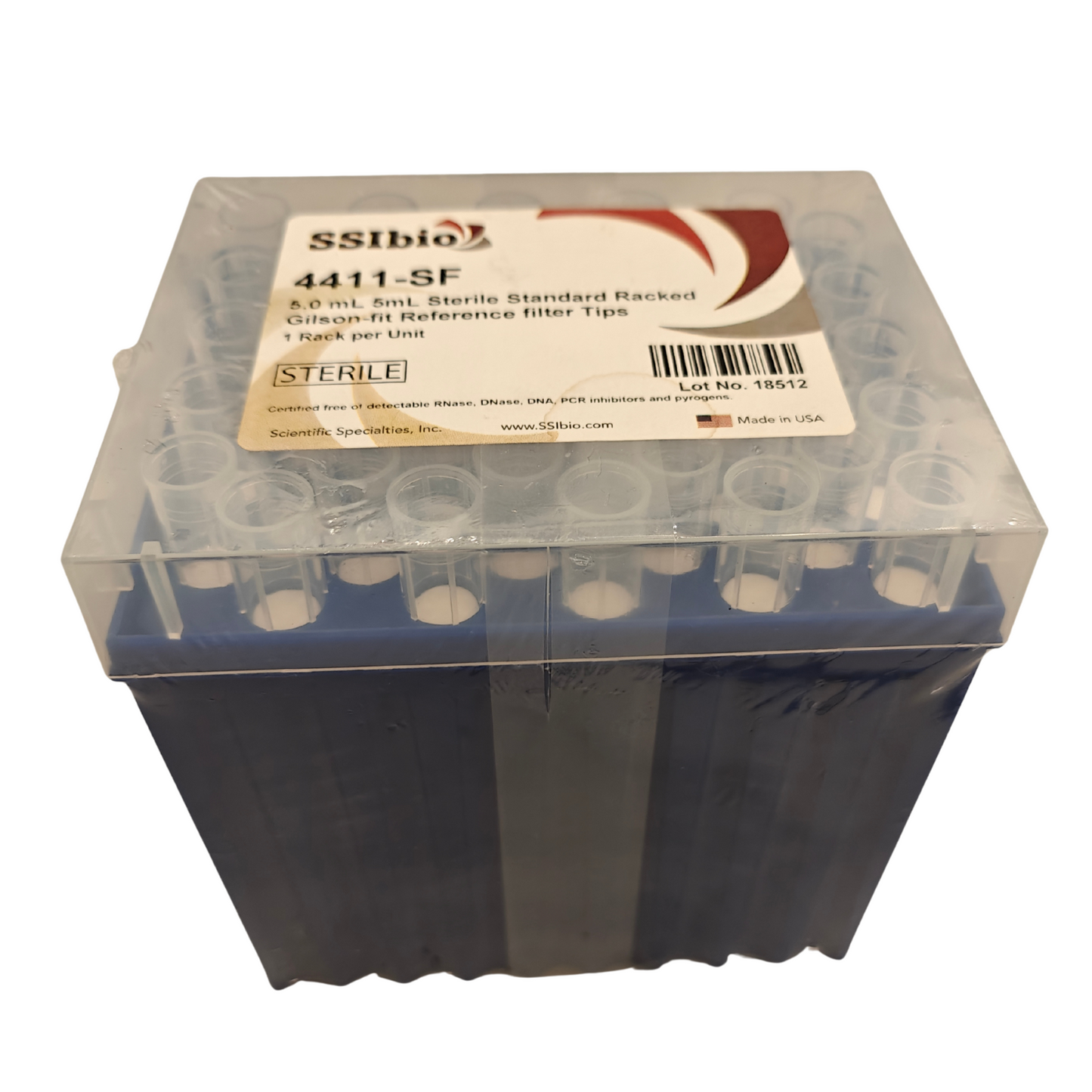 SSIbio 4411-SF 5 mL Macro Tips Gilson-Fit Racked Sterile Filter Pipette Tips NEW