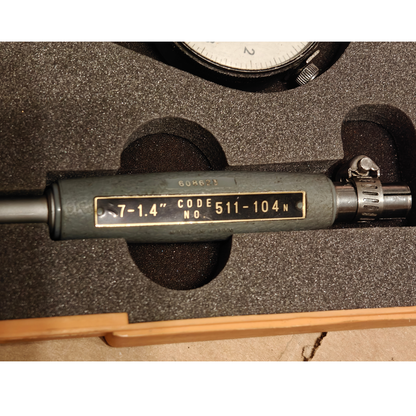 Mitutoyo 511-104N Dial Bore Gauge Set 0.7-1.4" Range .0001" 2923-10 Indicator