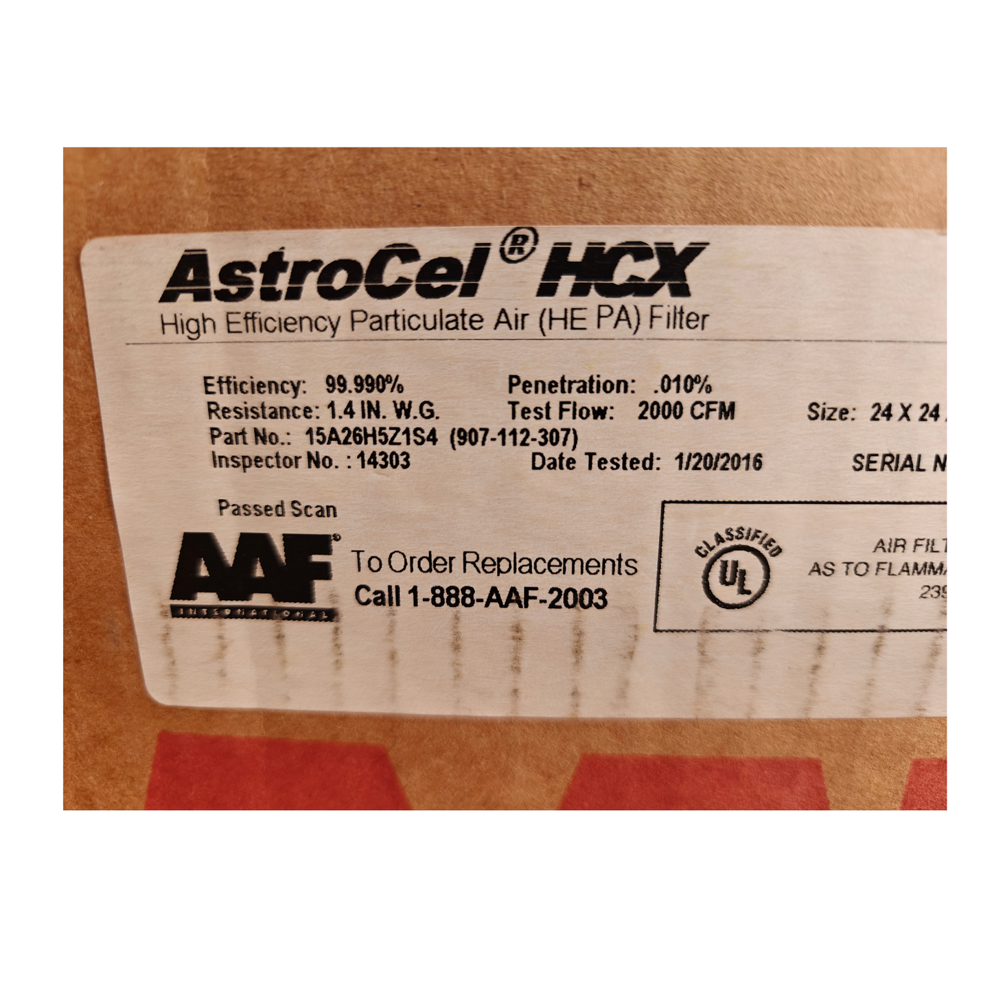 AAF AstroCel 907112307 HCX HEPA Filter 24" x 24" x 11.5" 99.99% Efficiency | NEW