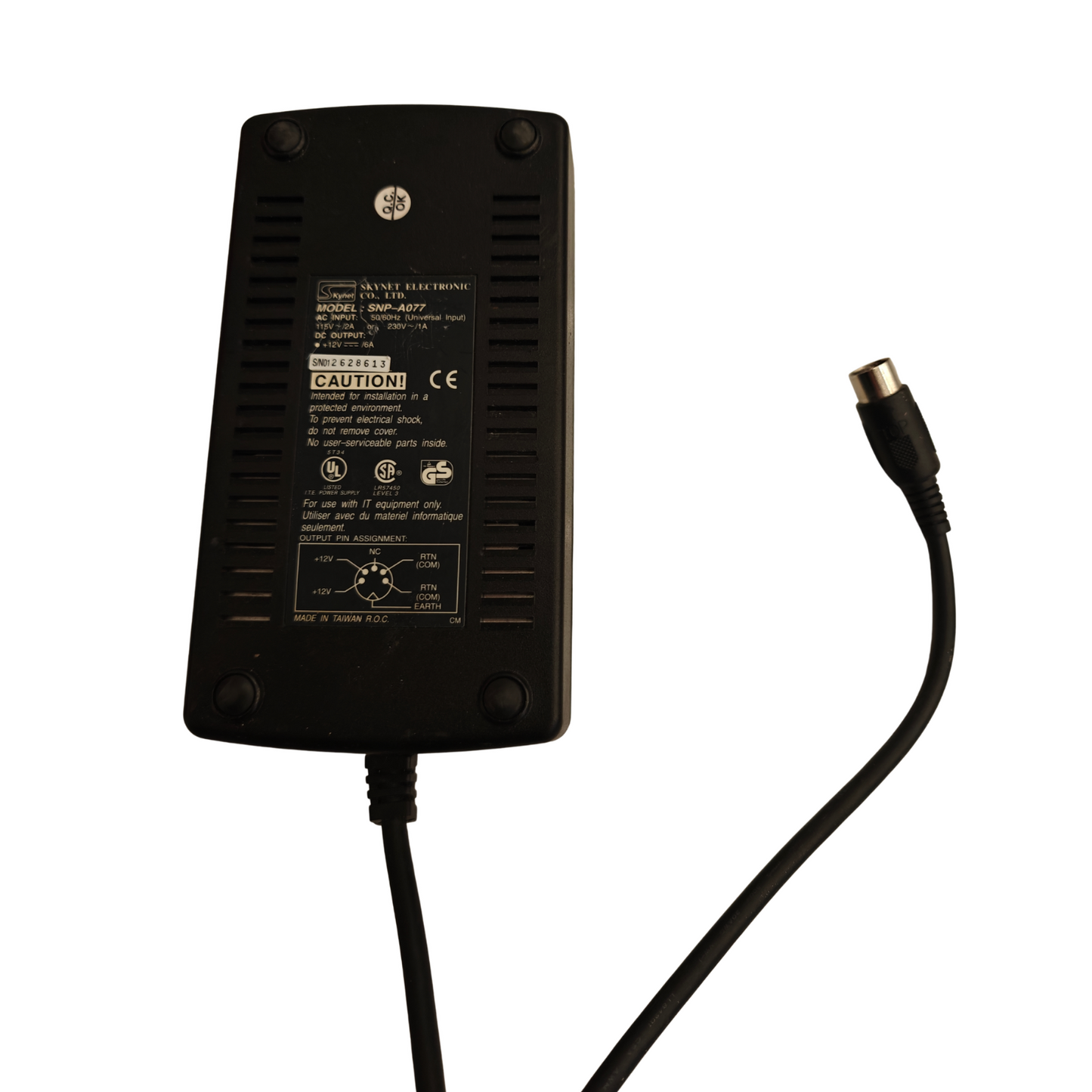 Skynet SNP-A077 AC Adapter Power Supply 12V 6A 5-Pin DIN
