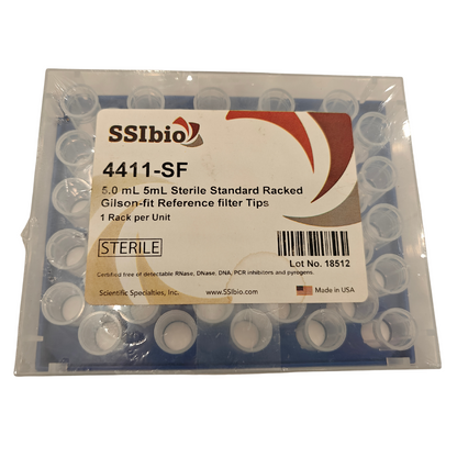 SSIbio 4411-SF 5 mL Macro Tips Gilson-Fit Racked Sterile Filter Pipette Tips NEW