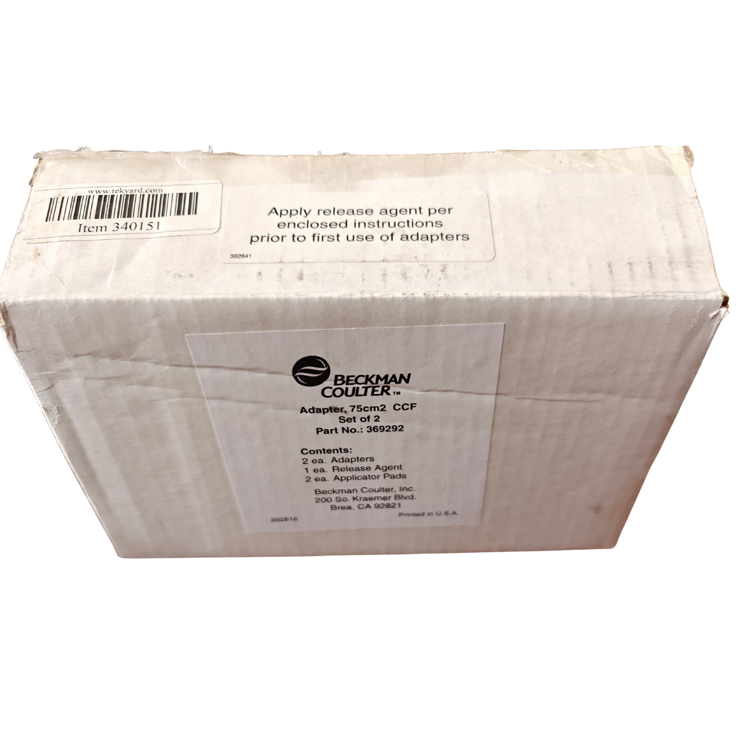 Beckman Coulter Adapter 75cm² CCF Set of 2 | Part No. 369292 | New