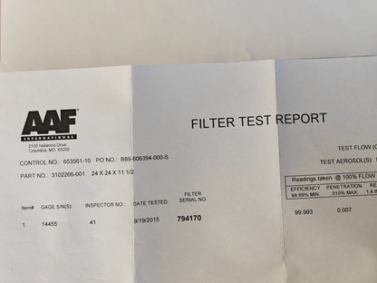 AAF  Flanders AstroCel HCX HEPA Air Filter | 3102266-001 24x24x11.5 | NEW