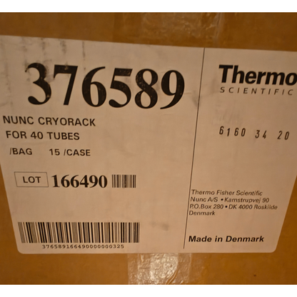 Thermo Scientific Nunc 376589 CryoRack 40 Tube Polycarbonate Lab Rack Case of 15