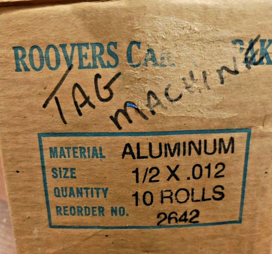 Roovers Aluminum Embossing Tape 1/2" x .012 – ( 10 ROLLS ) 1200 ft – Item# 2642
