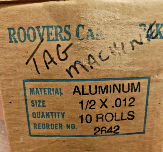 Roovers Aluminum Embossing Tape 1/2" x .012 – ( 10 ROLLS ) 1200 ft – Item# 2642