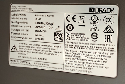 BRADY i5100 Label Printer, 300 dpi, Thermal Transfer, with Assorted Label Rolls