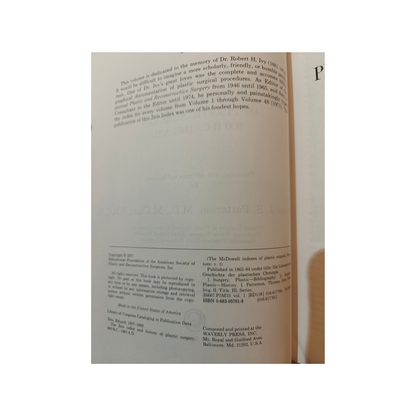 The Zeis Index and History of Plastic Surgery Vol 1 Hardcover McDowell Series