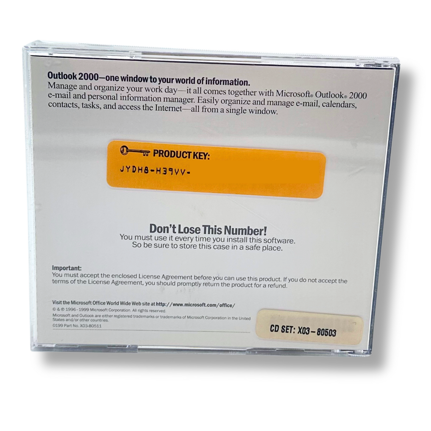 Microsoft Outlook 2000 CD With Product Key | Vintage Windows Software