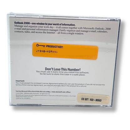 Microsoft Outlook 2000 CD With Product Key | Vintage Windows Software
