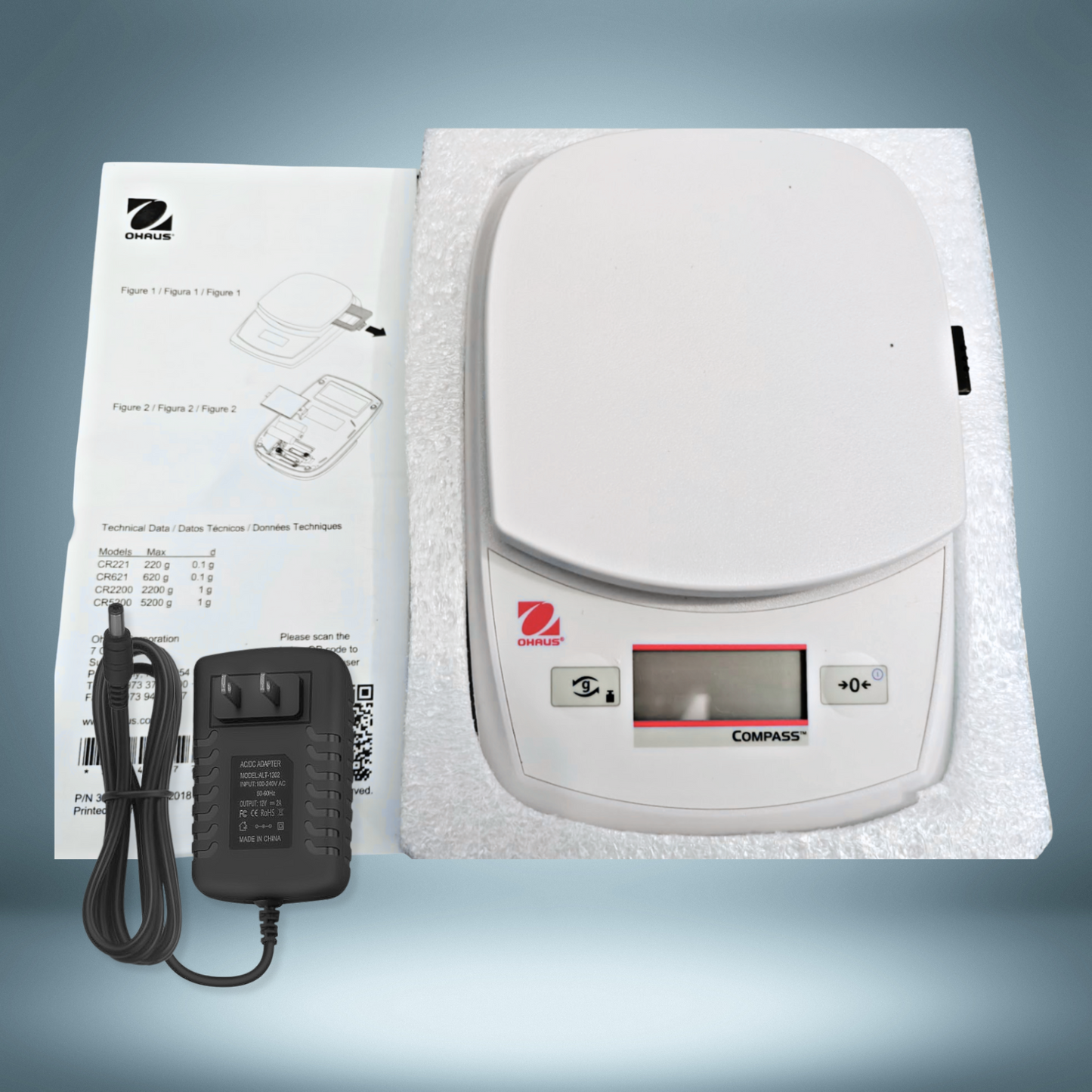 Ohaus CR621 Compass CR Portable Digital Scale 620g x 0.1g Compact Lab Scale