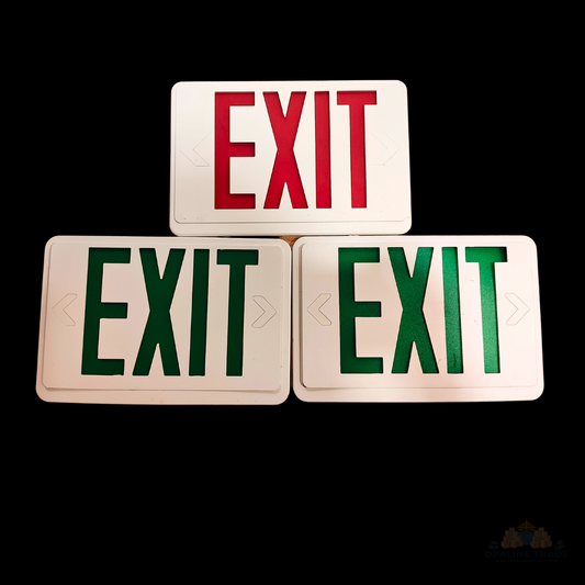 Lithonia Exit Sign Covers 12x8" - 2 Red, 1 Green, Replacement Faces Set of 3