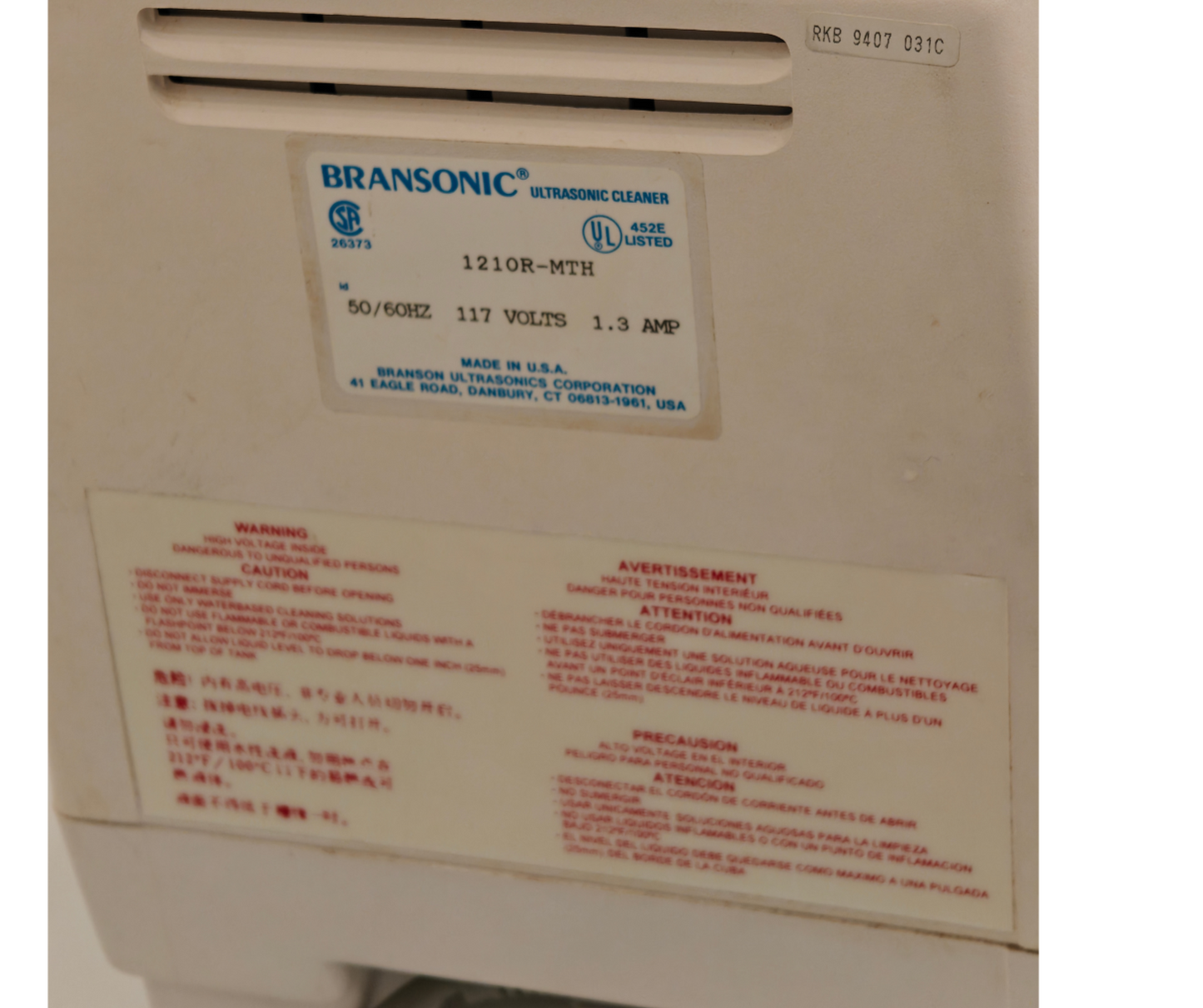 Branson 1210R-MTH 1.9 L Ultrasonic Cleaner Heated Water Bath Bransonic - TESTED