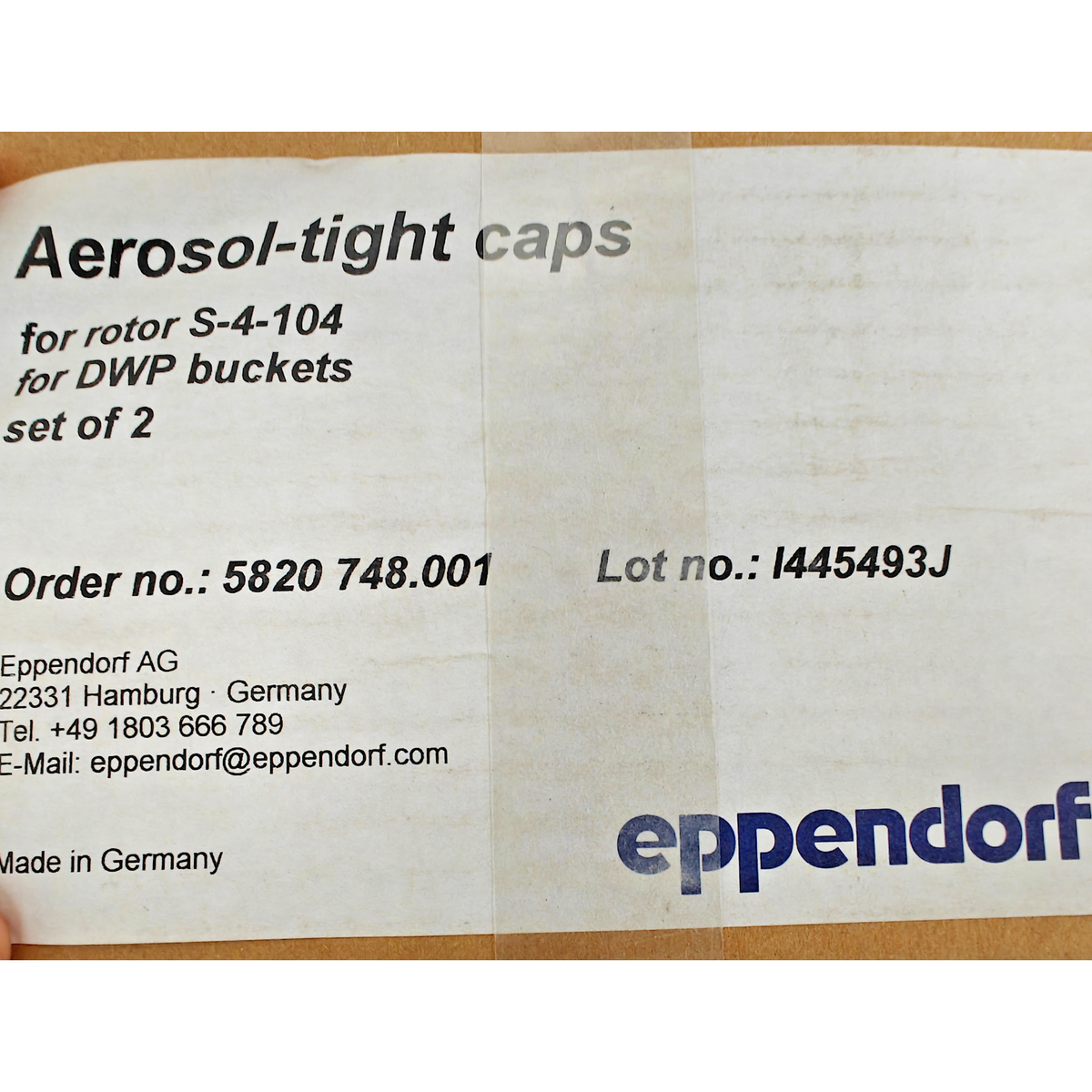 Eppendorf 5820 748.001 Aerosol-Tight Caps for S-4-104 Rotor DWP Buckets Set of 2