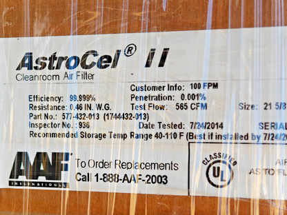 AAF AstroCel II HEPA Cleanroom Air Filter P/N 577432013 | NEW