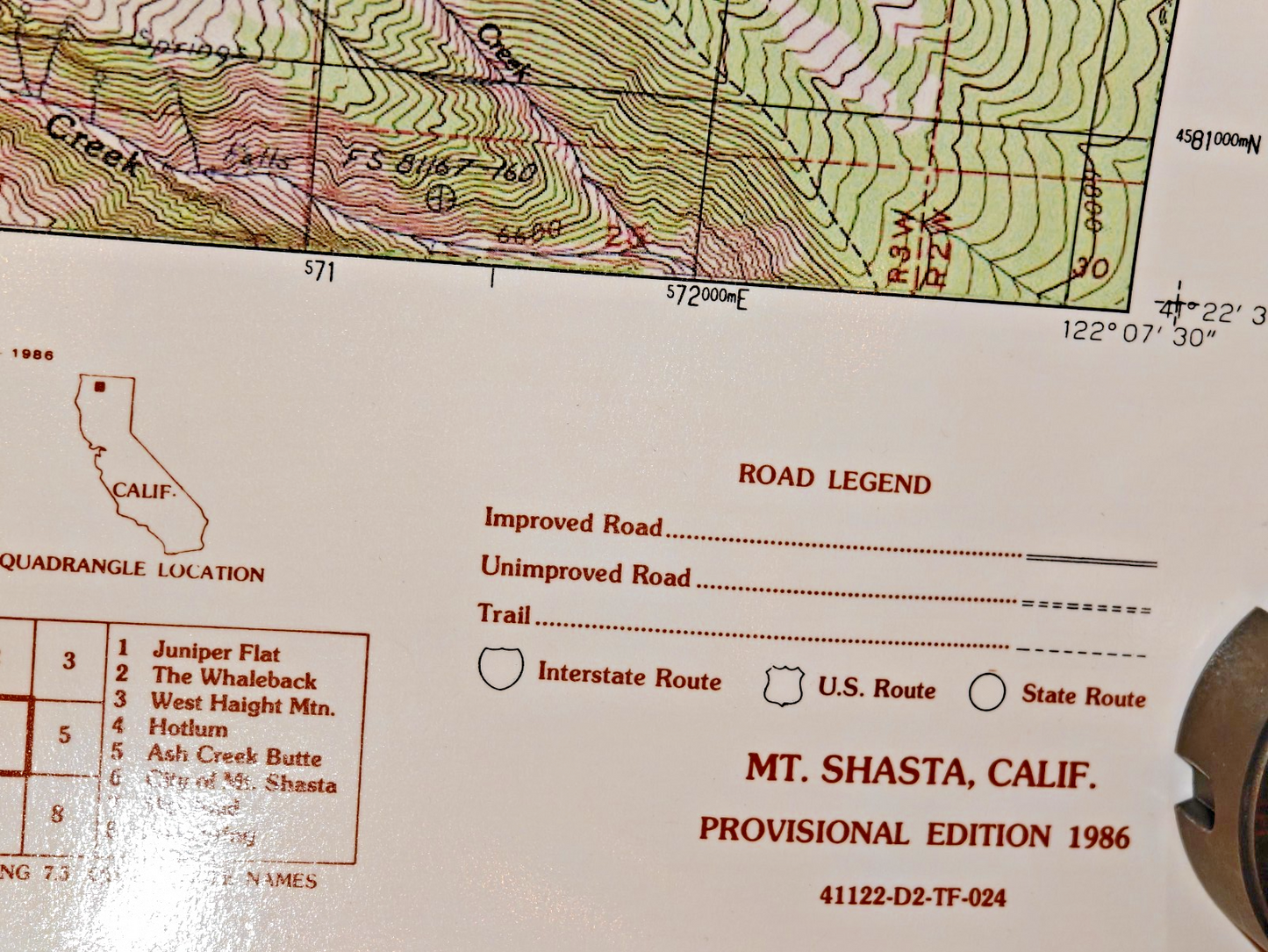 USGS Topographic Map Mt. Shasta California Provisional Edition 1986 1:24,000