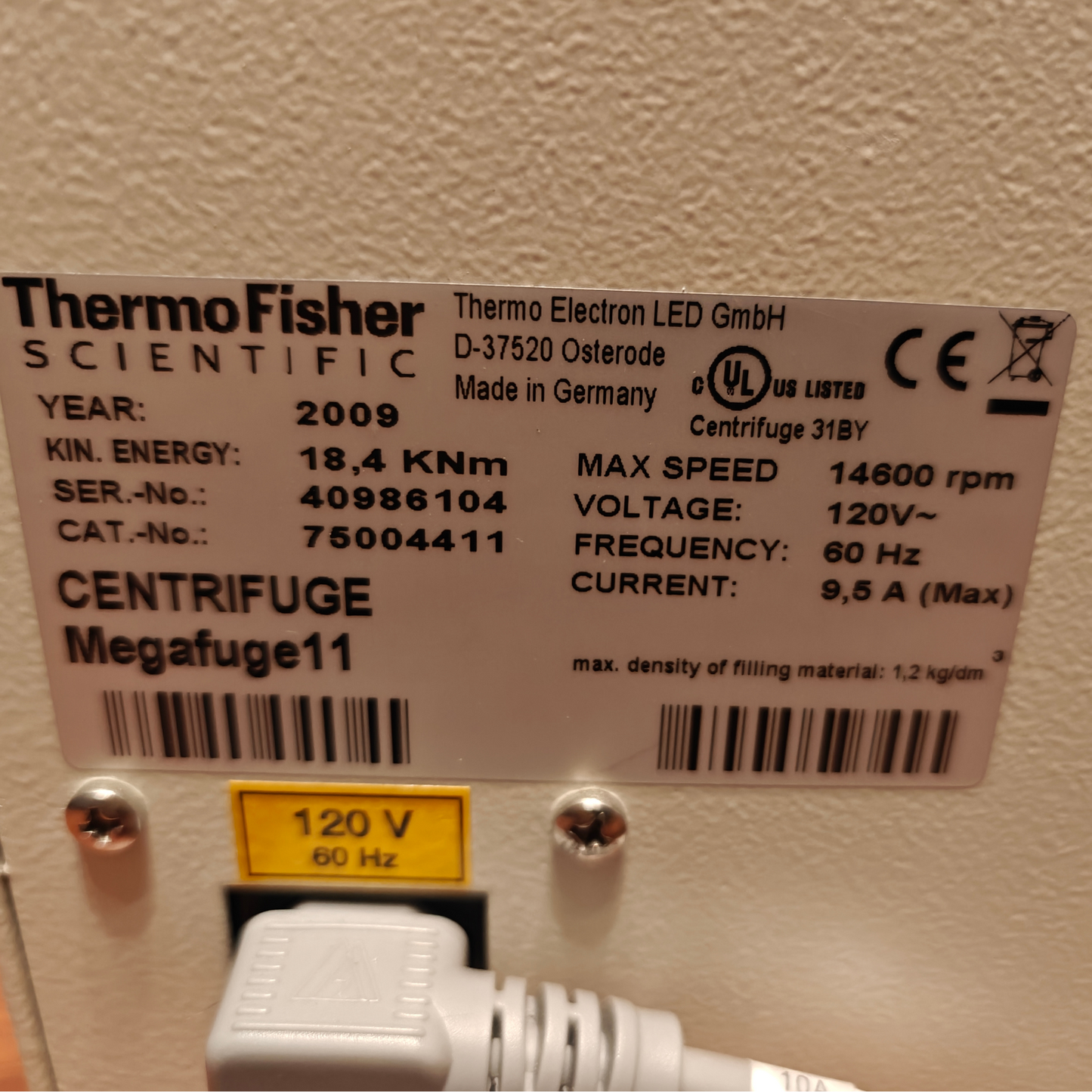 Thermo Scientific 75004411 Megafuge 11 Centrifuge with T41 Bucket Rotor - Tested