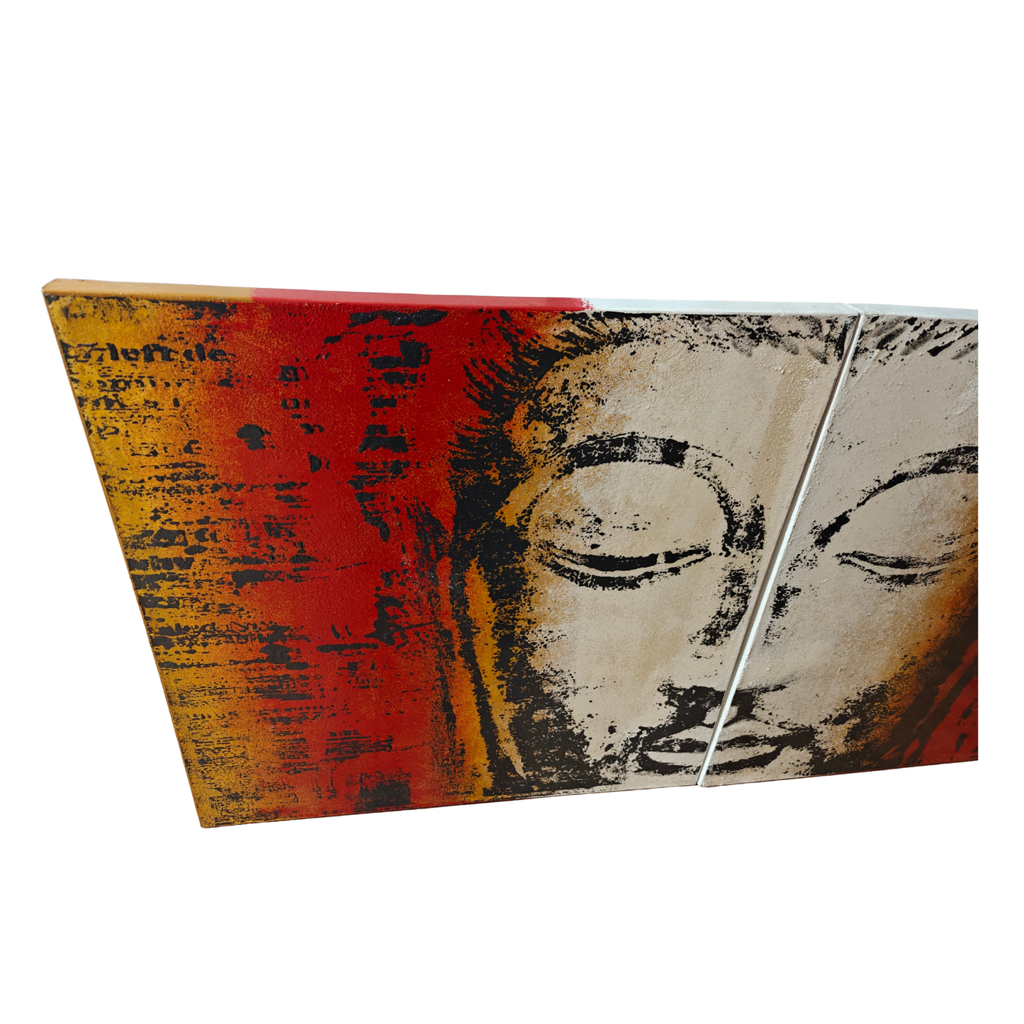 Abstract Buddha Canvas Diptych Wall Art Decor Textured Modern Painting Set of 2
