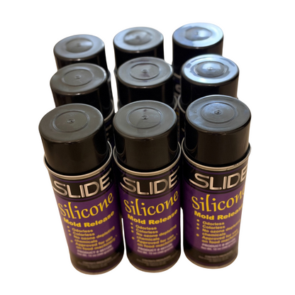 Slide Silicone Mold Release Lubricant Spray Non-Staining Case of 9 Cans - NEW