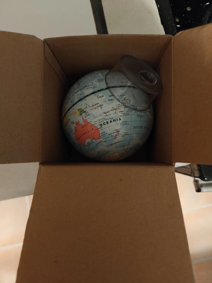 Top view of 12 centimeter educational world globe