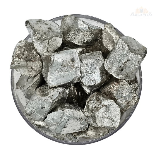 Pure tin metal chunks