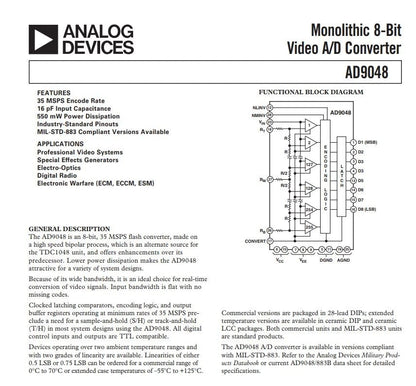 AD9048JQ 8-bit video A/D converter Functional Diagram