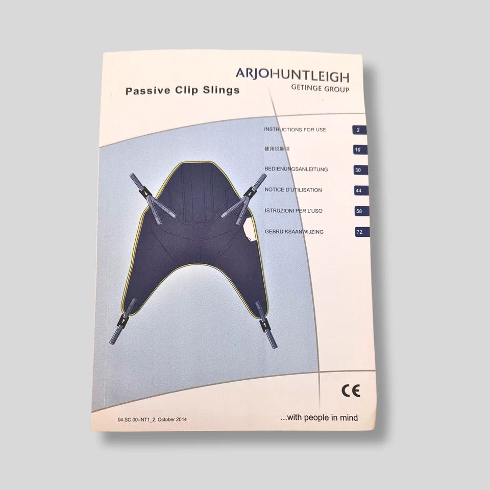 ArjoHuntleigh Getinge passive clip slings instruction manual cover