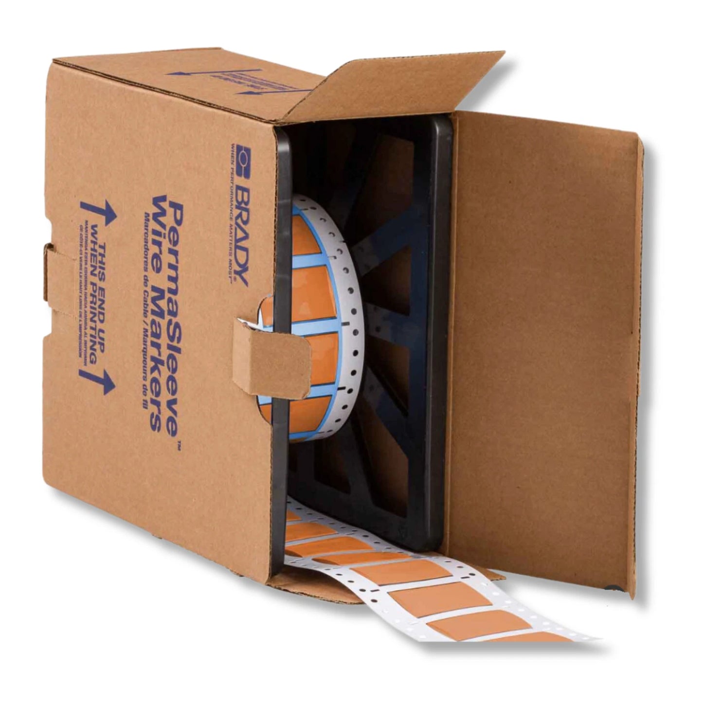 Roll of Brady orange heat shrink wire marking sleeves