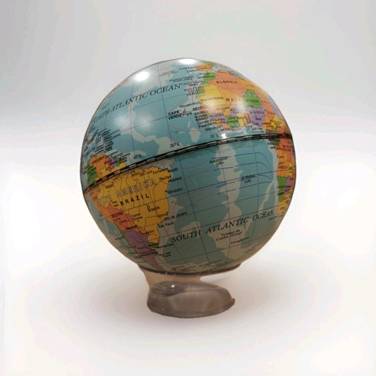 Educational desktop world globe 12 cm with magnifier base