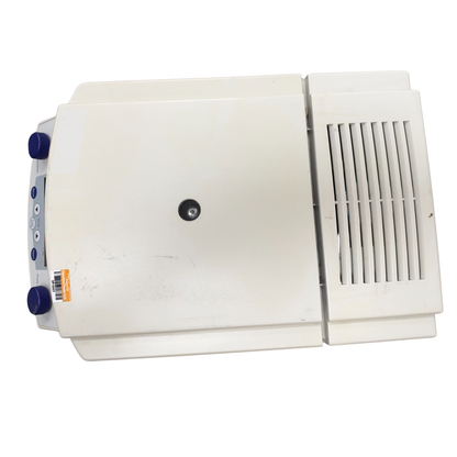 Angled side and top view of the Eppendorf 5415 R benchtop centrifuge with the lid closed