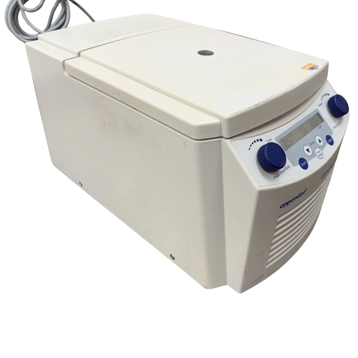 directly above top-down view of the closed Eppendorf 5415 R microcentrifuge.