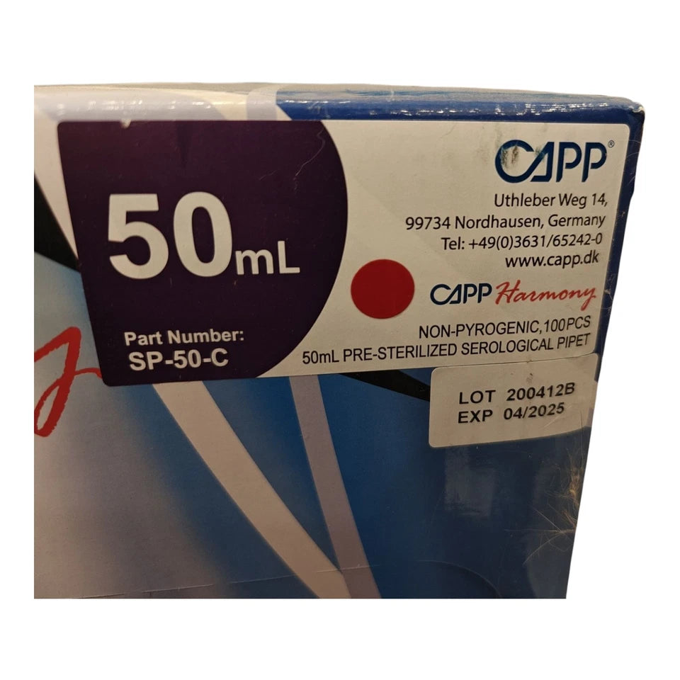Harmony 50 mL graduated serological pipettes for laboratory use