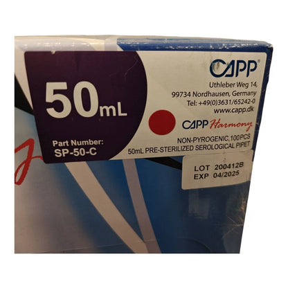 Harmony 50 mL graduated serological pipettes for laboratory use