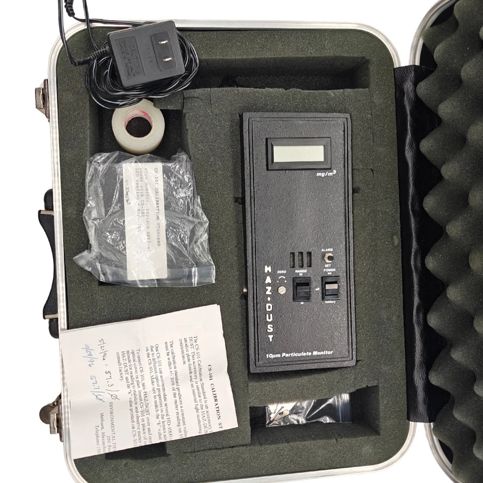 HAZ-DUST HD-1000 air particle monitor kit with accessories in carrying case