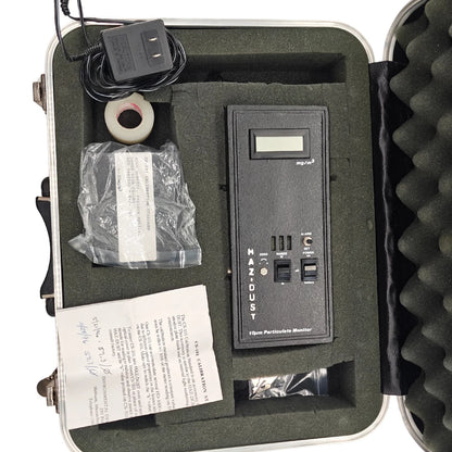 HAZ-DUST HD-1000 air particle monitor kit with accessories in carrying case