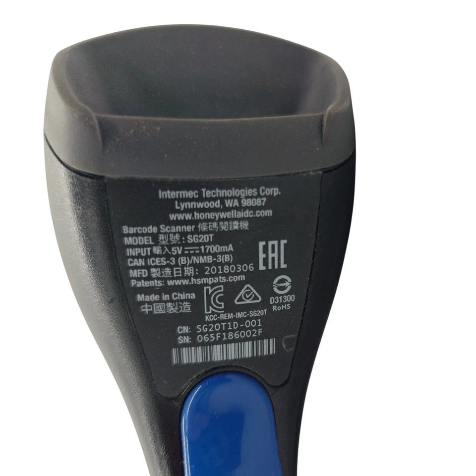 Close-up of Intermec SG20T linear imager barcode scanner head