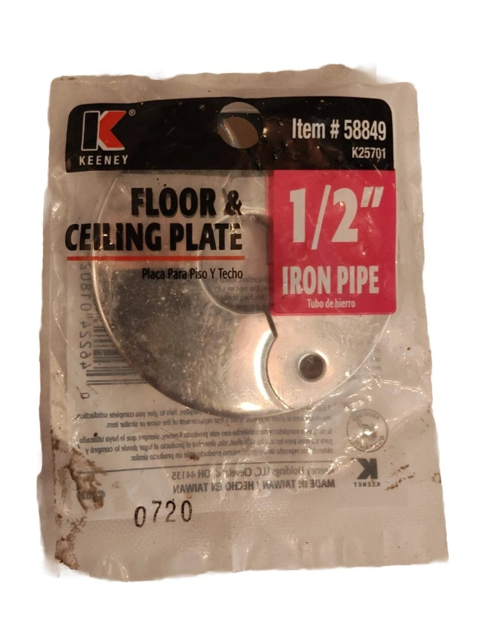 KEENEY 58849 K25701 floor and ceiling plate 1/2 inch iron pipe cover