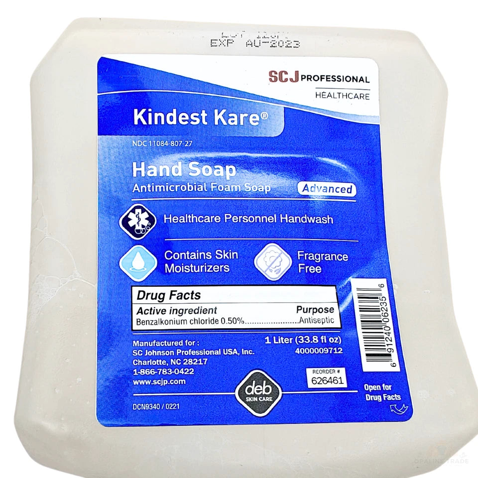 Label on Kindest Kare advanced foaming antimicrobial soap refill